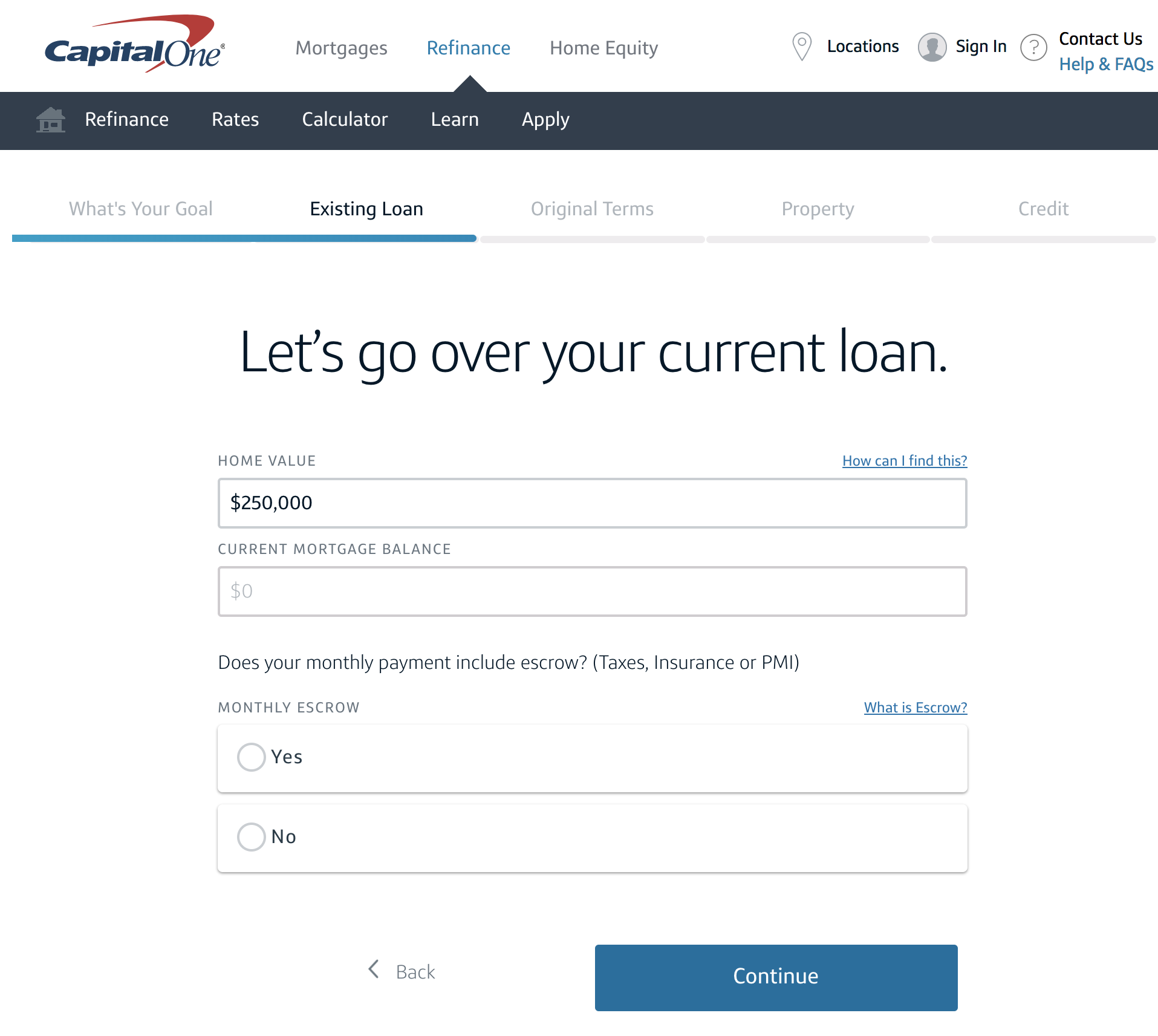 Capital One Home Loans Website